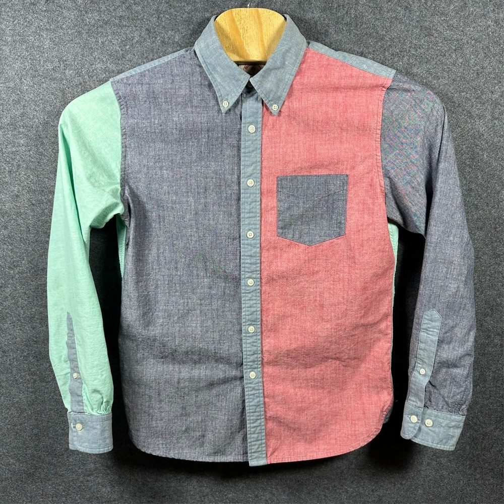Brooks Brothers Red Fleece‎ Colorblock Chambray Button Down Shirt Men's Medium